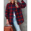imagePRETTYGARDEN Womens Fall Long Sleeve Button Down Plaid Shirts Collared Loose Fit Cotton Casual Lightweight Shackets BlousesPlaid Wine Red