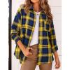 imagePRETTYGARDEN Womens Fall Long Sleeve Button Down Plaid Shirts Collared Loose Fit Cotton Casual Lightweight Shackets BlousesPlaid Yellow
