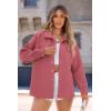 imagePRETTYGARDEN Womens Oversized Shacket Jackets Spring Fall Fashion Clothes Casual Long Sleeve Loose Collared Blouse ShirtsBean Paste Red