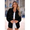 imagePRETTYGARDEN Womens Oversized Shacket Jackets Spring Fall Fashion Clothes Casual Long Sleeve Loose Collared Blouse ShirtsBlack