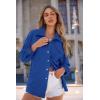 imagePRETTYGARDEN Womens Oversized Shacket Jackets Spring Fall Fashion Clothes Casual Long Sleeve Loose Collared Blouse ShirtsBright Blue