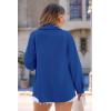 imagePRETTYGARDEN Womens Oversized Shacket Jackets Spring Fall Fashion Clothes Casual Long Sleeve Loose Collared Blouse ShirtsBright Blue