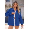 imagePRETTYGARDEN Womens Oversized Shacket Jackets Spring Fall Fashion Clothes Casual Long Sleeve Loose Collared Blouse ShirtsBright Blue