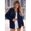imagePRETTYGARDEN Womens Oversized Shacket Jackets Spring Fall Fashion Clothes Casual Long Sleeve Loose Collared Blouse ShirtsDark Blue