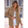 imagePRETTYGARDEN Womens Oversized Shacket Jackets Spring Fall Fashion Clothes Casual Long Sleeve Loose Collared Blouse ShirtsKhaki