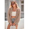 imagePRETTYGARDEN Womens Winter Coats Fashion Faux Fur Long Sleeve Fleece Shaggy Lightweight Fall Cropped Jacket OuterwearDark Khaki