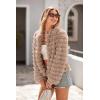 imagePRETTYGARDEN Womens Winter Coats Fashion Faux Fur Long Sleeve Fleece Shaggy Lightweight Fall Cropped Jacket OuterwearDark Khaki