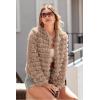imagePRETTYGARDEN Womens Winter Coats Fashion Faux Fur Long Sleeve Fleece Shaggy Lightweight Fall Cropped Jacket OuterwearDark Khaki