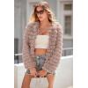 imagePRETTYGARDEN Womens Winter Coats Fashion Faux Fur Long Sleeve Fleece Shaggy Lightweight Fall Cropped Jacket OuterwearLight Khaki