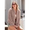 imagePRETTYGARDEN Womens Winter Coats Fashion Faux Fur Long Sleeve Fleece Shaggy Lightweight Fall Cropped Jacket OuterwearLight Khaki