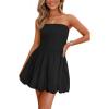 imagePRETTYGARDEN Womens Bubble Mini Dress 2025 Summer Strapless Tube Top Short A Line Sundress Trendy Casual Smocked DressesBlack