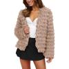 imagePRETTYGARDEN Womens Winter Coats Fashion Faux Fur Long Sleeve Fleece Shaggy Lightweight Fall Cropped Jacket OuterwearDark Khaki