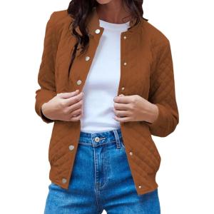 imagePRETTYGARDEN Womens Fall Fashion Jacket Long Sleeve Button Down Trendy Casual Outerwear Clothes Winter Coats with PocketsBrown