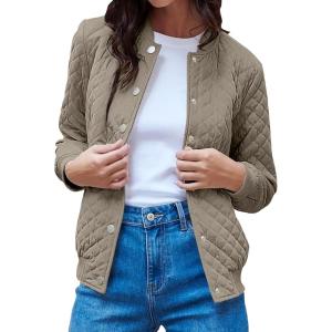 imagePRETTYGARDEN Womens Fall Fashion Jacket Long Sleeve Button Down Trendy Casual Outerwear Clothes Winter Coats with PocketsKhaki