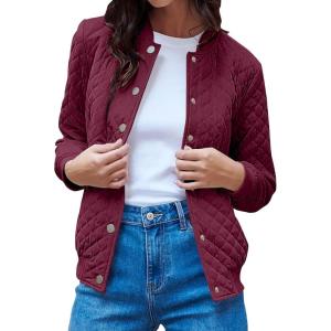imagePRETTYGARDEN Womens Fall Fashion Jacket Long Sleeve Button Down Trendy Casual Outerwear Clothes Winter Coats with PocketsWine Red