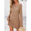 imagePRETTYGARDEN Womens Swimsuit Cover Up 2025 Summer Bathing Suit Swimwear Crochet Knit Dress Fashion Beach Vacation ClothesDark Khaki