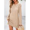 imagePRETTYGARDEN Womens Swimsuit Cover Up 2025 Summer Bathing Suit Swimwear Crochet Knit Dress Fashion Beach Vacation ClothesLight Khaki