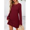 imagePRETTYGARDEN Womens Swimsuit Cover Up 2025 Summer Bathing Suit Swimwear Crochet Knit Dress Fashion Beach Vacation ClothesWine Red