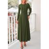 imagePRETTYGARDEN Casual Maxi Dress for Women 2025 Spring Fashion Long Sleeve Button Fit and Flare Long Flowy DressesArmy Green