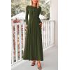 imagePRETTYGARDEN Casual Maxi Dress for Women 2025 Spring Fashion Long Sleeve Button Fit and Flare Long Flowy DressesArmy Green