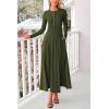 imagePRETTYGARDEN Casual Maxi Dress for Women 2025 Spring Fashion Long Sleeve Button Fit and Flare Long Flowy DressesArmy Green