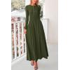 imagePRETTYGARDEN Casual Maxi Dress for Women 2025 Spring Fashion Long Sleeve Button Fit and Flare Long Flowy DressesArmy Green
