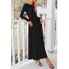 imagePRETTYGARDEN Casual Maxi Dress for Women 2025 Spring Fashion Long Sleeve Button Fit and Flare Long Flowy DressesBlack