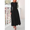 imagePRETTYGARDEN Casual Maxi Dress for Women 2025 Spring Fashion Long Sleeve Button Fit and Flare Long Flowy DressesBlack