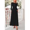 imagePRETTYGARDEN Casual Maxi Dress for Women 2025 Spring Fashion Long Sleeve Button Fit and Flare Long Flowy DressesBlack