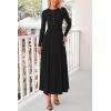 imagePRETTYGARDEN Casual Maxi Dress for Women 2025 Spring Fashion Long Sleeve Button Fit and Flare Long Flowy DressesBlack