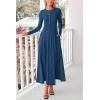 imagePRETTYGARDEN Casual Maxi Dress for Women 2025 Spring Fashion Long Sleeve Button Fit and Flare Long Flowy DressesDark Blue