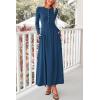 imagePRETTYGARDEN Casual Maxi Dress for Women 2025 Spring Fashion Long Sleeve Button Fit and Flare Long Flowy DressesDark Blue