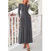imagePRETTYGARDEN Casual Maxi Dress for Women 2025 Spring Fashion Long Sleeve Button Fit and Flare Long Flowy DressesDark Grey