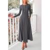 imagePRETTYGARDEN Casual Maxi Dress for Women 2025 Spring Fashion Long Sleeve Button Fit and Flare Long Flowy DressesDark Grey