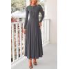 imagePRETTYGARDEN Casual Maxi Dress for Women 2025 Spring Fashion Long Sleeve Button Fit and Flare Long Flowy DressesDark Grey