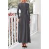 imagePRETTYGARDEN Casual Maxi Dress for Women 2025 Spring Fashion Long Sleeve Button Fit and Flare Long Flowy DressesDark Grey