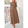 imagePRETTYGARDEN Casual Maxi Dress for Women 2025 Spring Fashion Long Sleeve Button Fit and Flare Long Flowy DressesDark Khaki