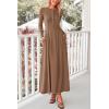 imagePRETTYGARDEN Casual Maxi Dress for Women 2025 Spring Fashion Long Sleeve Button Fit and Flare Long Flowy DressesDark Khaki