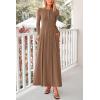 imagePRETTYGARDEN Casual Maxi Dress for Women 2025 Spring Fashion Long Sleeve Button Fit and Flare Long Flowy DressesDark Khaki