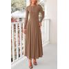 imagePRETTYGARDEN Casual Maxi Dress for Women 2025 Spring Fashion Long Sleeve Button Fit and Flare Long Flowy DressesDark Khaki