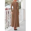 imagePRETTYGARDEN Casual Maxi Dress for Women 2025 Spring Fashion Long Sleeve Button Fit and Flare Long Flowy DressesDark Khaki