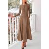imagePRETTYGARDEN Casual Maxi Dress for Women 2025 Spring Fashion Long Sleeve Button Fit and Flare Long Flowy DressesDark Khaki