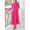 imagePRETTYGARDEN Casual Maxi Dress for Women 2025 Spring Fashion Long Sleeve Button Fit and Flare Long Flowy DressesRose Red