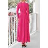 imagePRETTYGARDEN Casual Maxi Dress for Women 2025 Spring Fashion Long Sleeve Button Fit and Flare Long Flowy DressesRose Red