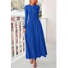 imagePRETTYGARDEN Casual Maxi Dress for Women 2025 Spring Fashion Long Sleeve Button Fit and Flare Long Flowy DressesRoyal Blue