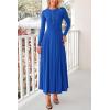 imagePRETTYGARDEN Casual Maxi Dress for Women 2025 Spring Fashion Long Sleeve Button Fit and Flare Long Flowy DressesRoyal Blue