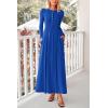 imagePRETTYGARDEN Casual Maxi Dress for Women 2025 Spring Fashion Long Sleeve Button Fit and Flare Long Flowy DressesRoyal Blue