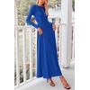 imagePRETTYGARDEN Casual Maxi Dress for Women 2025 Spring Fashion Long Sleeve Button Fit and Flare Long Flowy DressesRoyal Blue