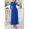 imagePRETTYGARDEN Casual Maxi Dress for Women 2025 Spring Fashion Long Sleeve Button Fit and Flare Long Flowy DressesRoyal Blue