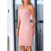 imagePRETTYGARDEN Tube Spring Dresses for Women 2025 Strapless Off Shoulder Ribbed Knit Bodycon Mini Summer Wedding Guest DressPink